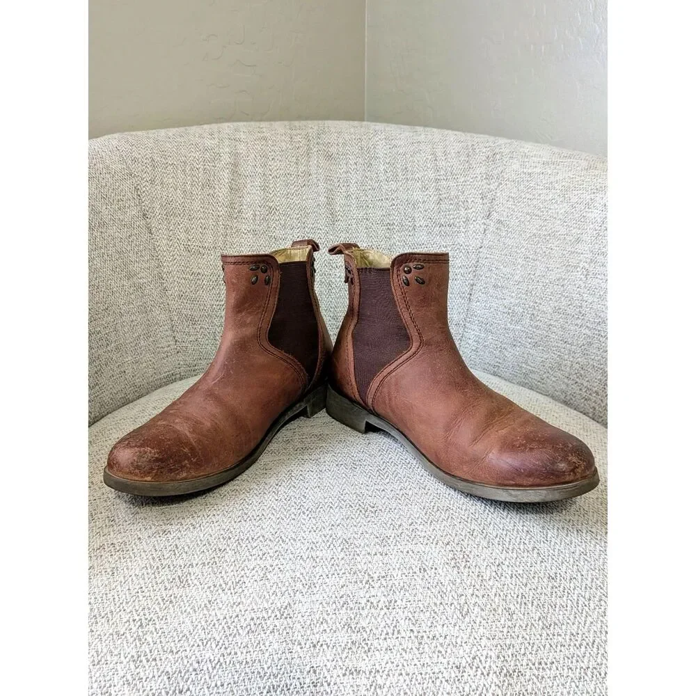 OluKai Kualona Chelsea Brown Leather Utility Cottagecore Bohowestern Boots SZ 7